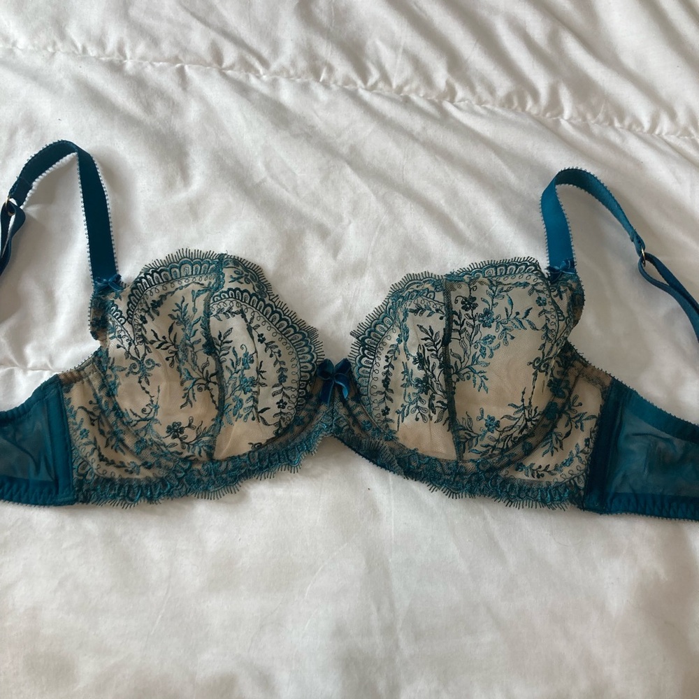 Dita Von Tease Teal and Beige Floral Bra